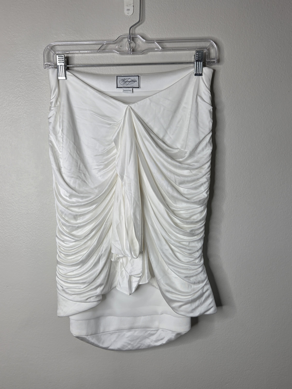 Redemption White Ruched Mini Skirt